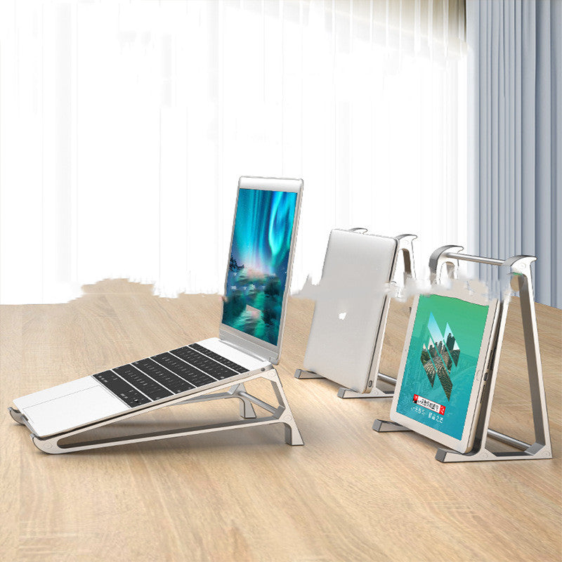portable aluminum laptop stand for desk setup on a clean desk setup