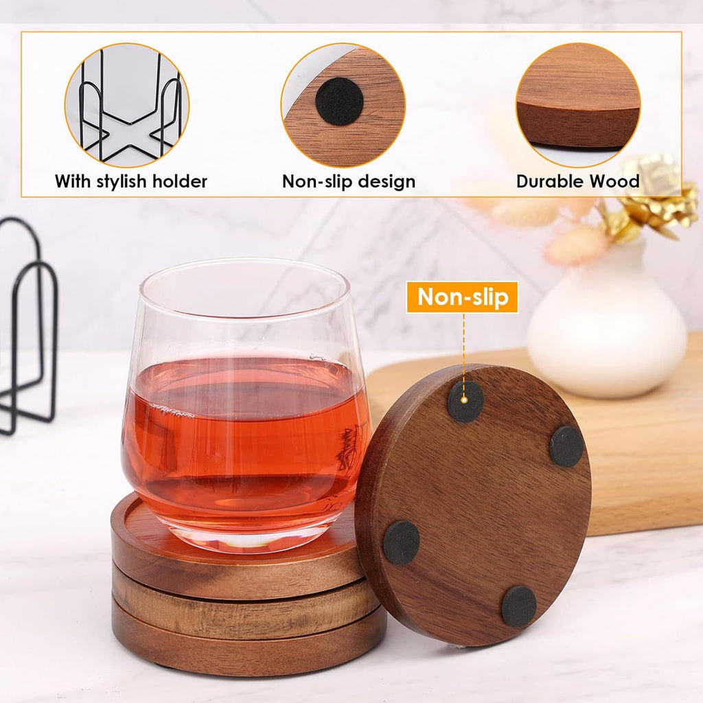 solid wood desk coaster for office setups on a clean desk setup