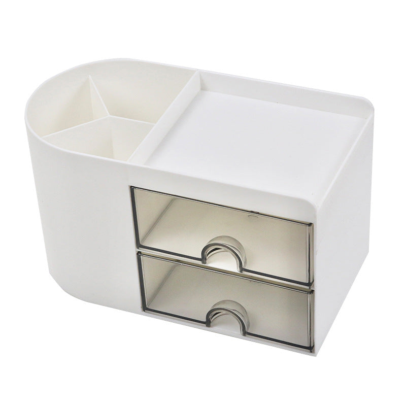 compact desktop stationery organizer box used in a home office workspace