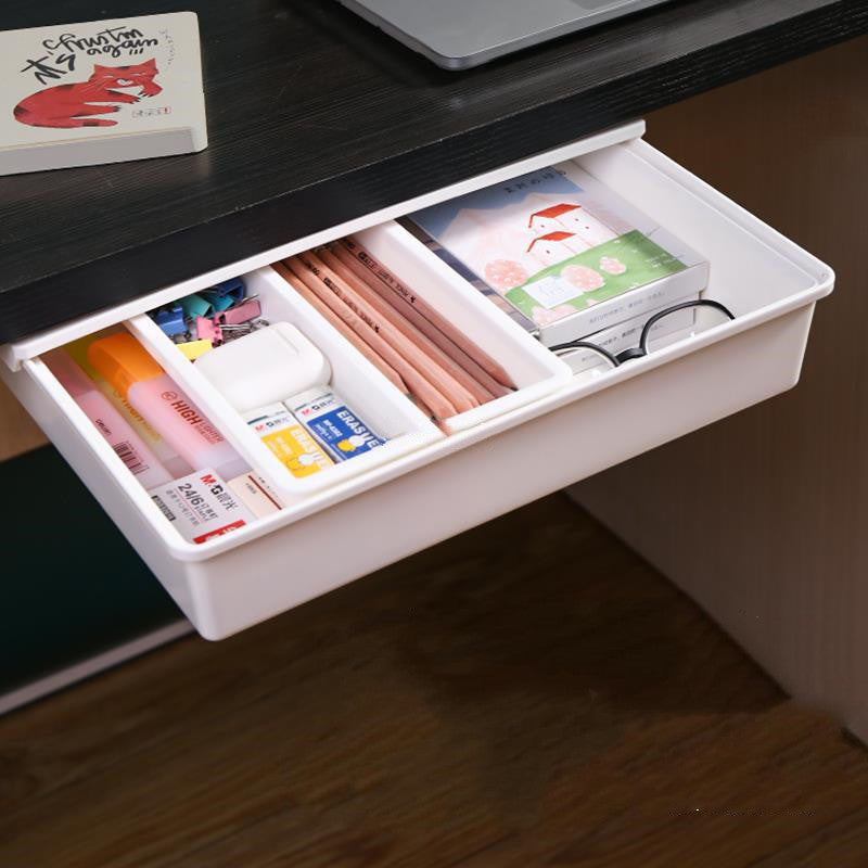 transparent under desk drawer organizer for small supplies for dorm room or study desk
