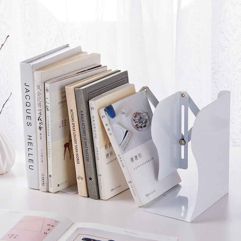 retractable metal desktop bookend organizer detail for desk setup