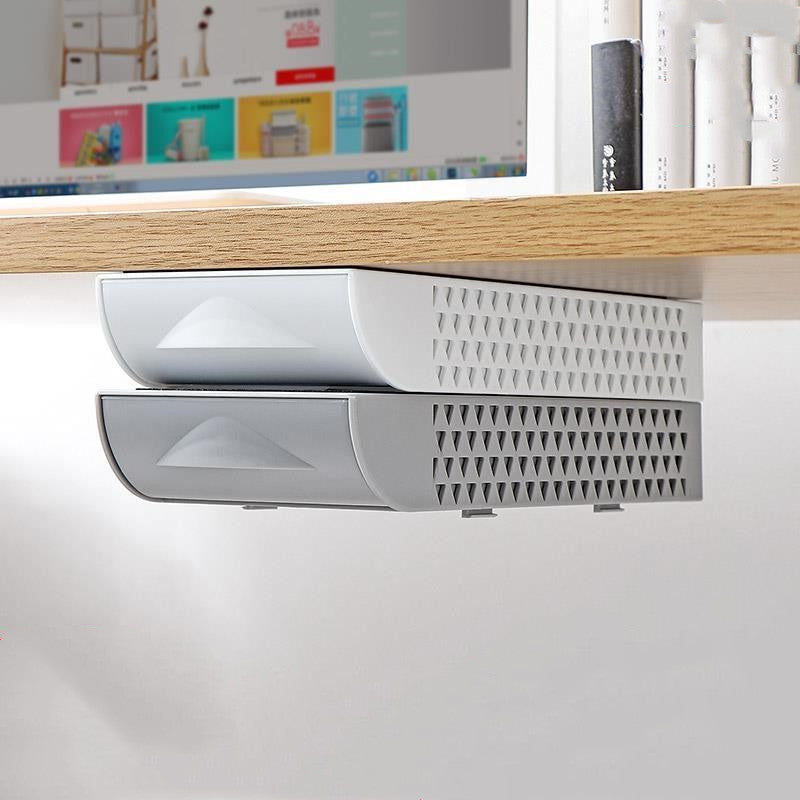 no-drill under desk drawer organizer shown from another angle