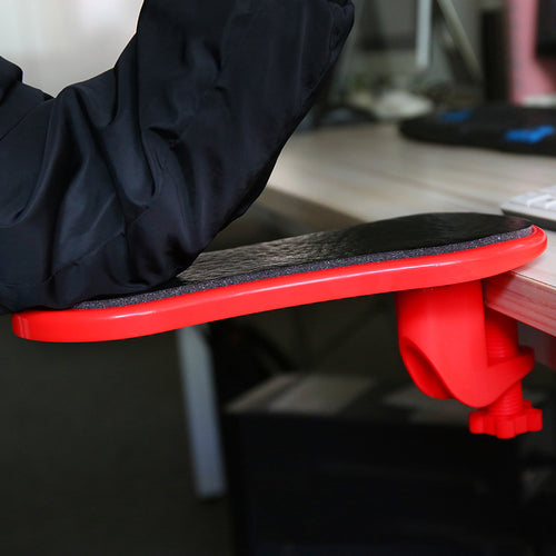 clamp-on desk arm rest extender for mouse support on a clean desk setup