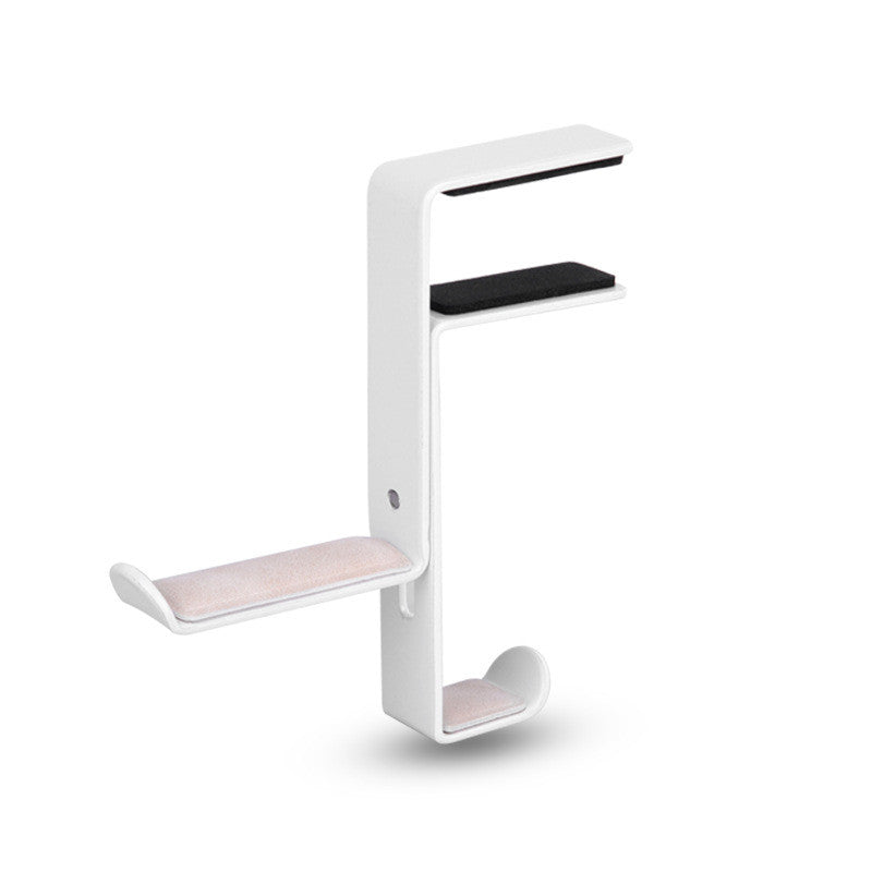 close up of headphone hook for small desk organization