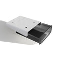 hidden under-desk drawer storage box on a clean desk setup