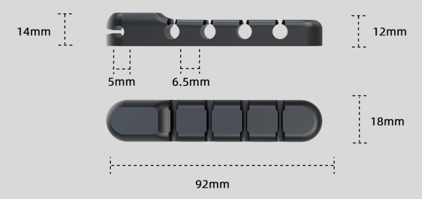 self-adhesive desktop cable organizer strip on a clean desk setup