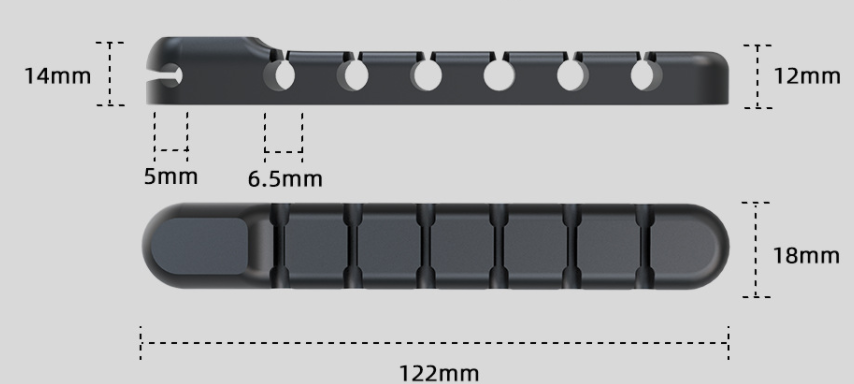 self-adhesive desktop cable organizer strip used in a home office workspace