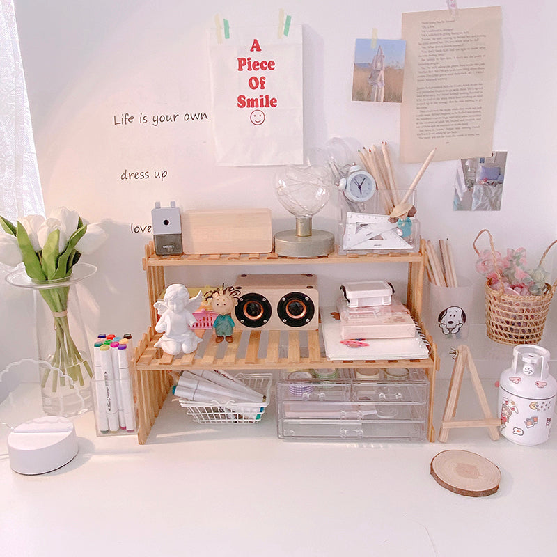 two-tier desktop shelf organizer for small desks detail for desk setup