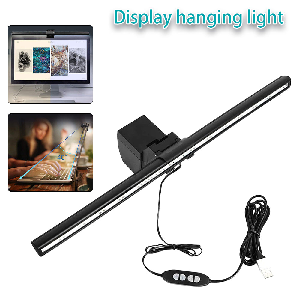 close up of monitor screen light bar for small desk setup for small desk organization
