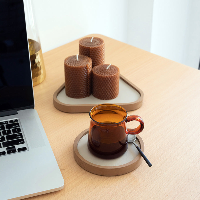 close up of desktop catchall tray for small desk essentials for small desk organization