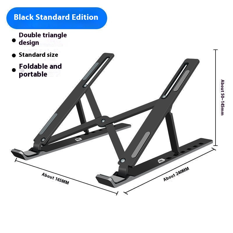 close up of portable laptop riser stand with cooling vents for small desk organization