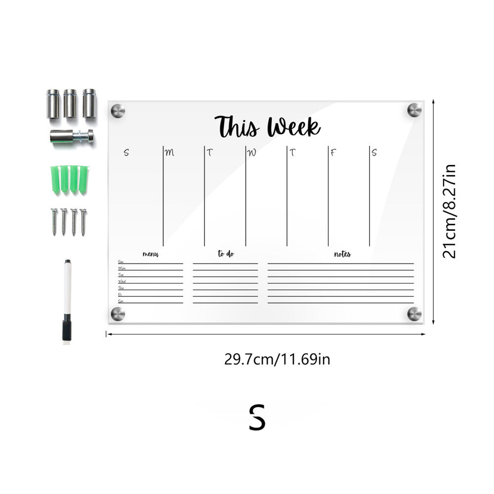 close up of transparent weekly plan memo board for desk for small desk organization