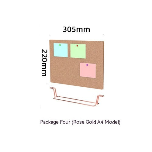 desktop corkboard memo stand on a small desk
