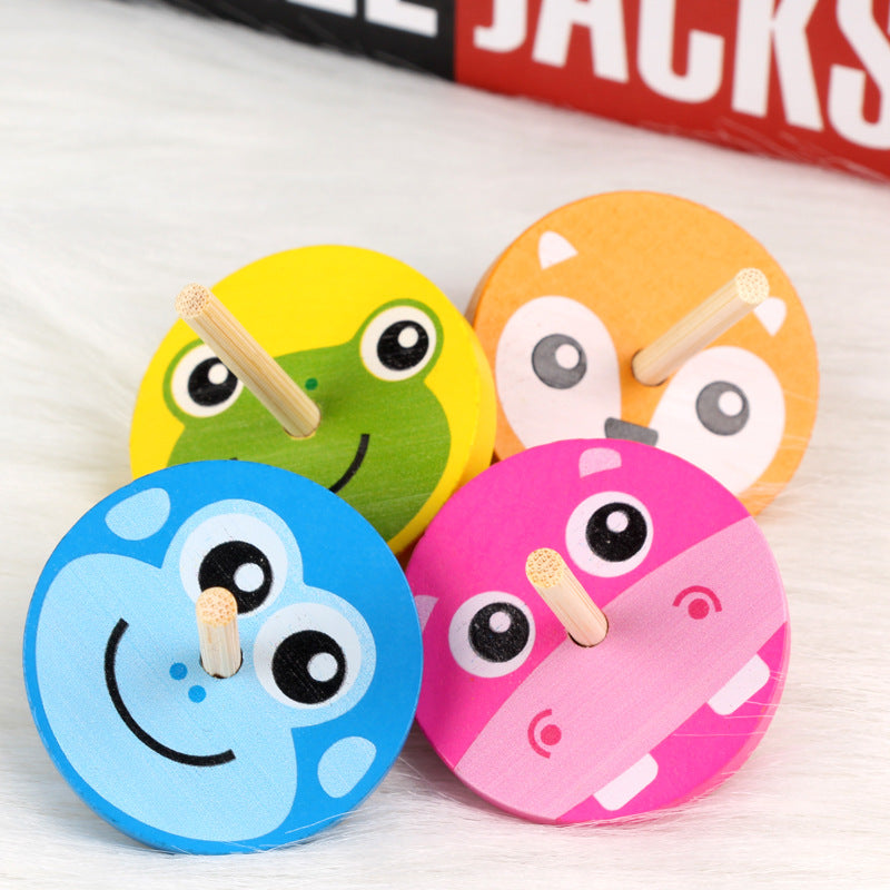 close up of wooden spinning top stress relief desk toy for small desk organization