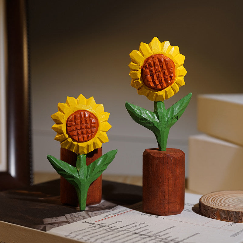 close up of sunflower desktop ornament for desk decor for small desk organization