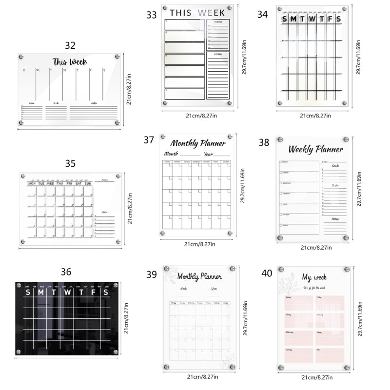 transparent weekly plan memo board for desk detail for desk setup