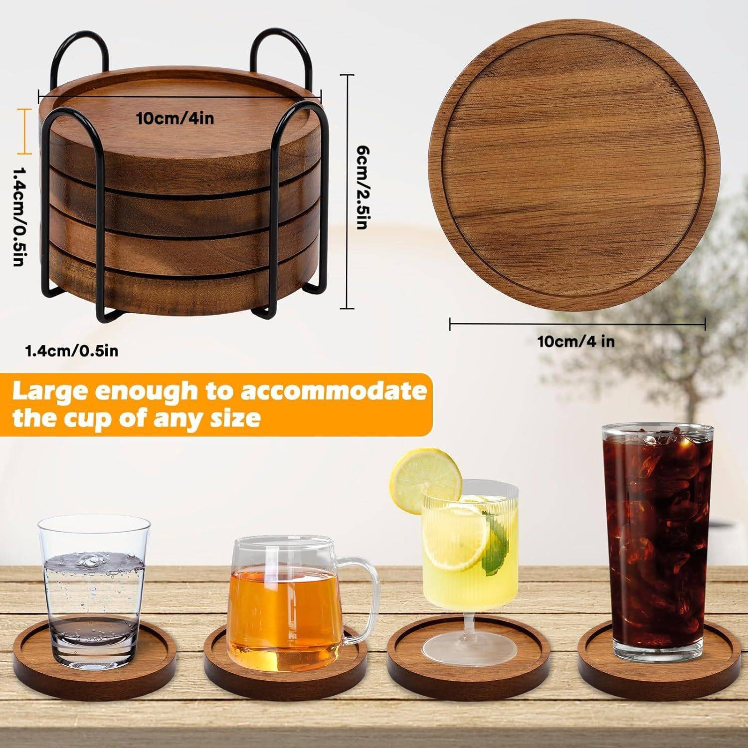 close up of solid wood desk coaster for office setups for small desk organization
