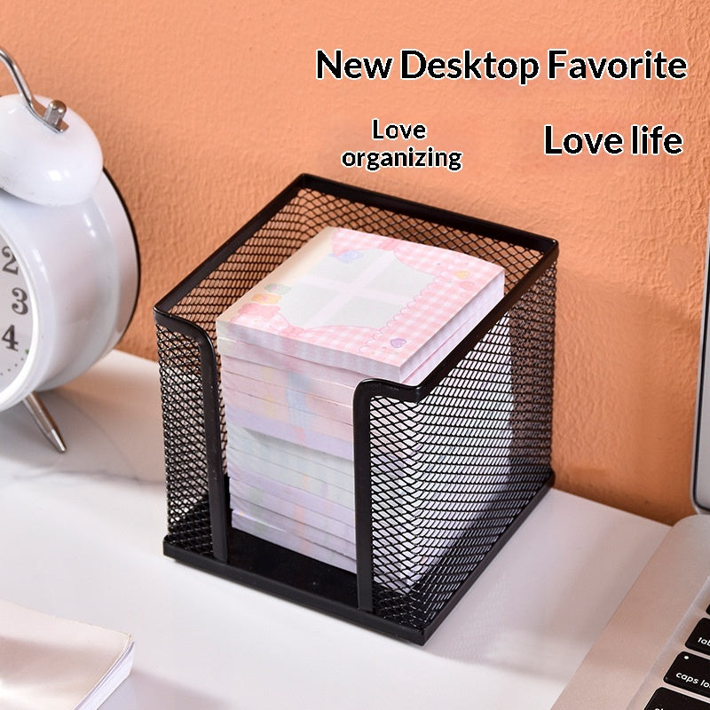 desk supplies organizer holding notes and stationery
