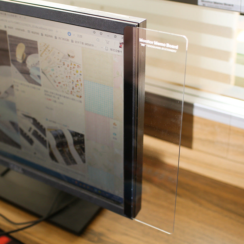 sticky notes placed on a monitor memo board