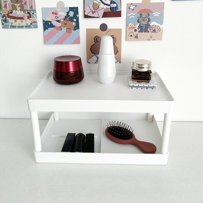 double-layer desktop stationery organizer on a clean desk setup