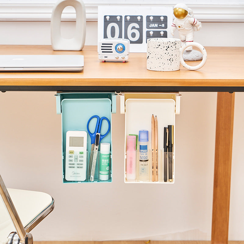 sliding under-desk storage drawer for dorm room or study desk