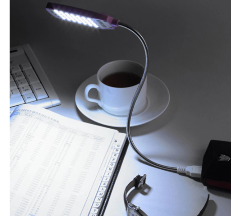 flexible USB light for small desk setup