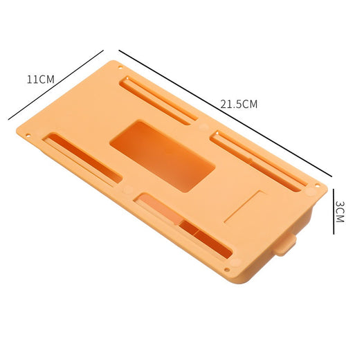 adhesive under-desk storage drawer for small supplies on a clean desk setup
