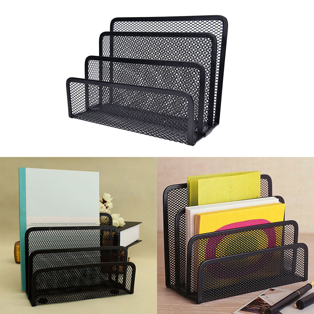 mesh desktop book shelf organizer on a small desk