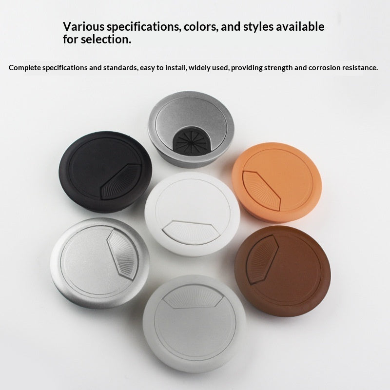 close up of desk cable grommet cover organizer for small desk setup for small desk organization