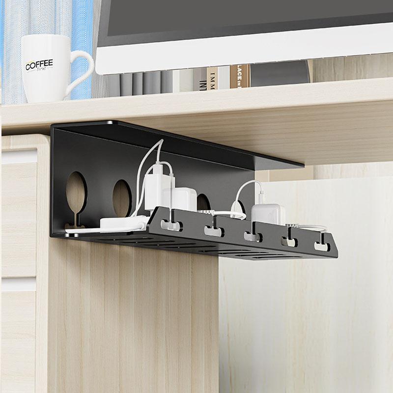 under desk cable tray mounted under a desk