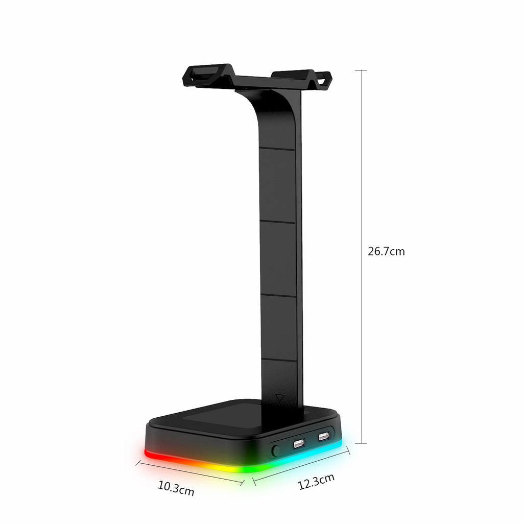 rgb headphone stand with usb charging ports product view