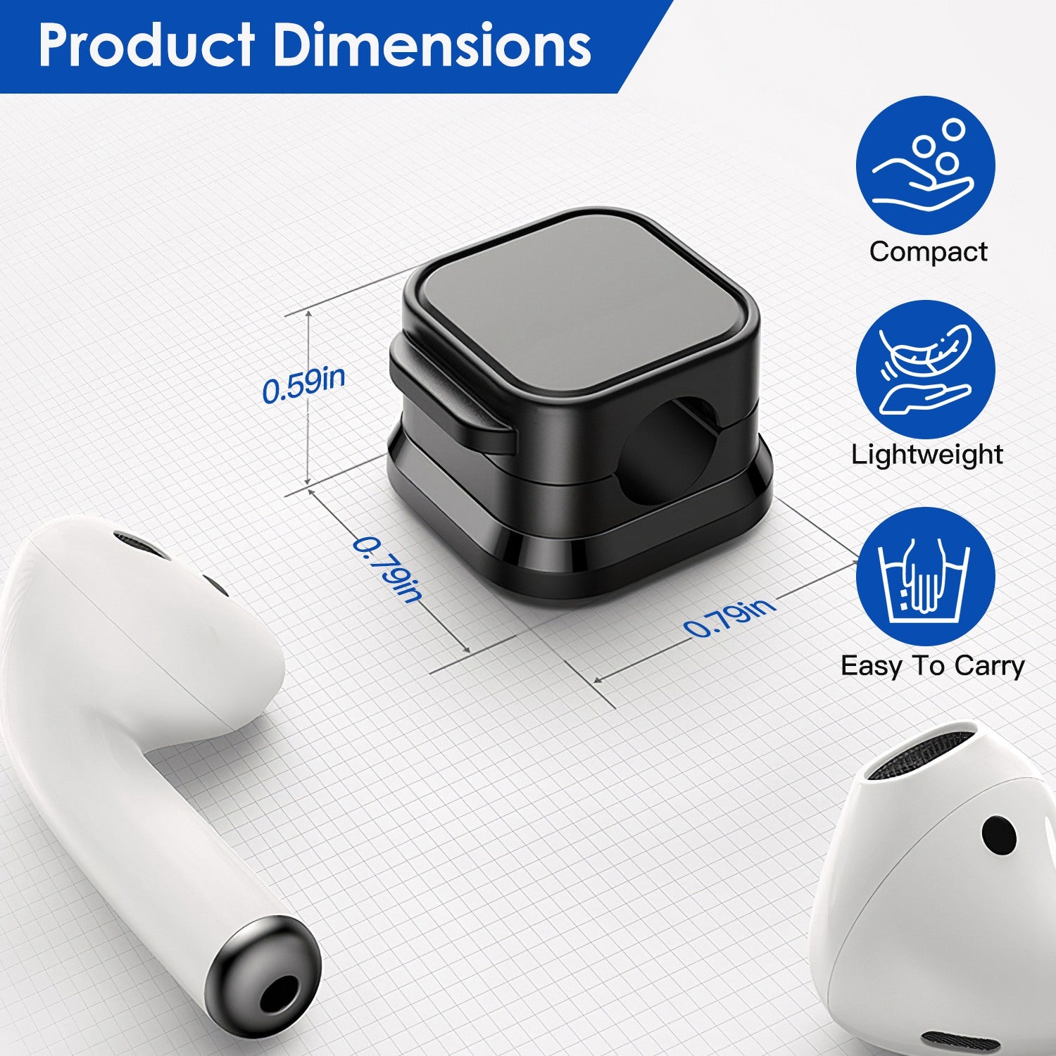 magnetic cable clips showing clean desk storage detail