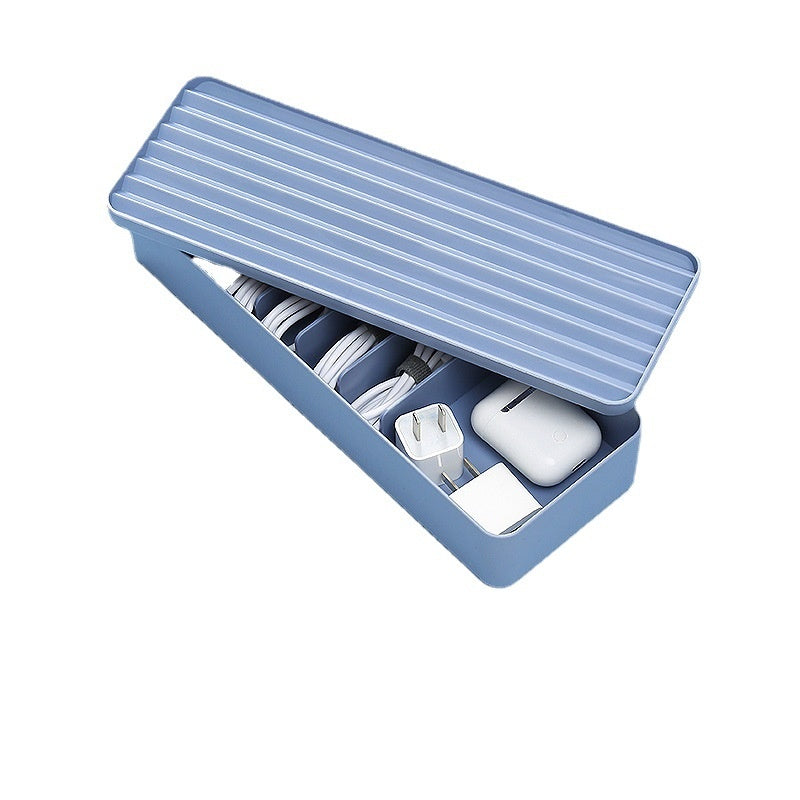 clear covered cable storage box for chargers detail for desk setup