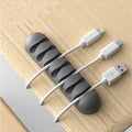 reusable silicone cable ties for desk cords on a clean desk setup
