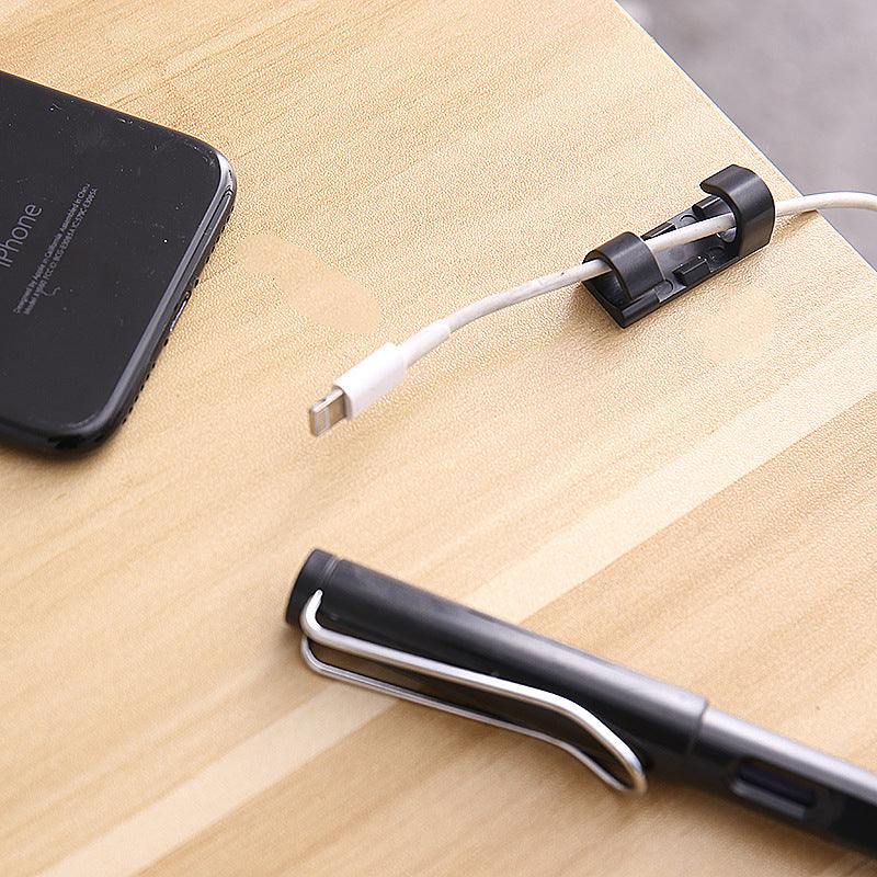cable clips used on a home office desk