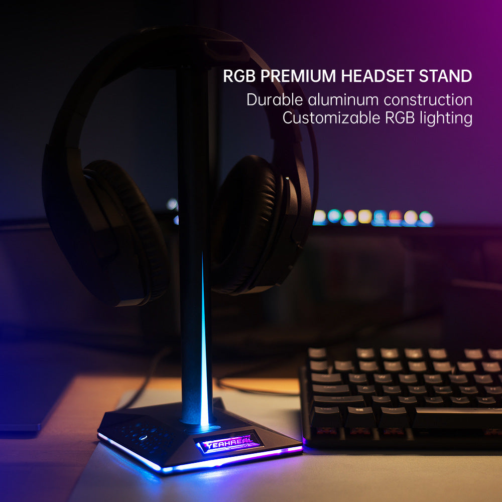 rgb headphone stand with dual usb ports product view