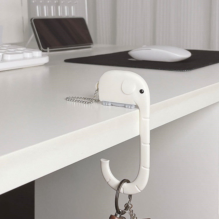 close up of no-drill desk side bag hook for small workspaces for small desk organization