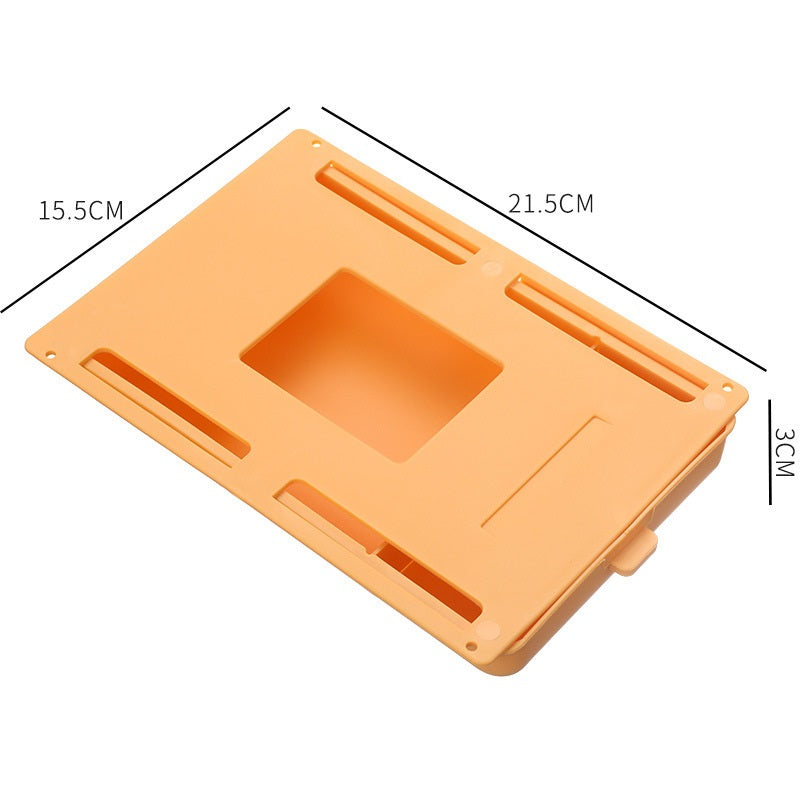 close up of adhesive under-desk storage drawer for small supplies for small desk organization