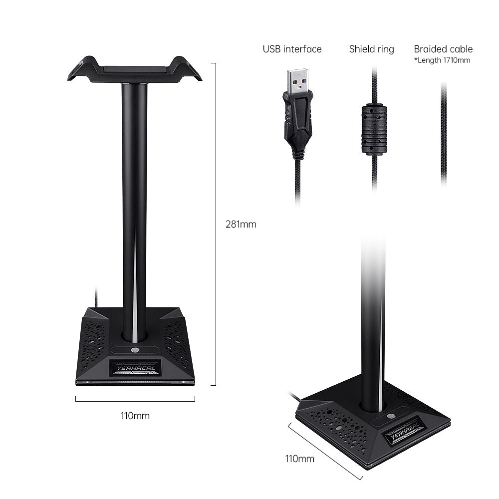 rgb headphone stand with dual usb ports product view