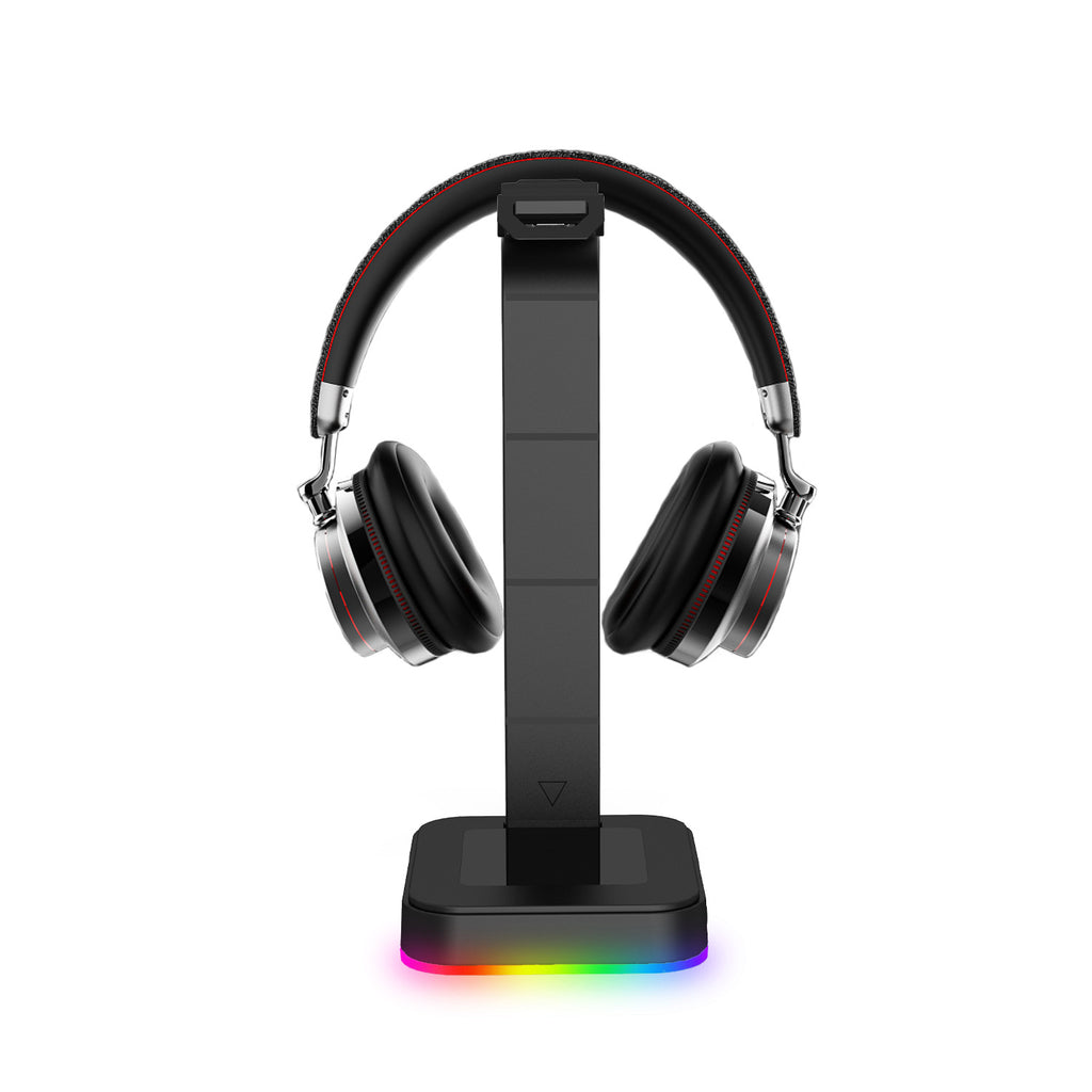rgb headphone stand with usb charging ports for desk setup