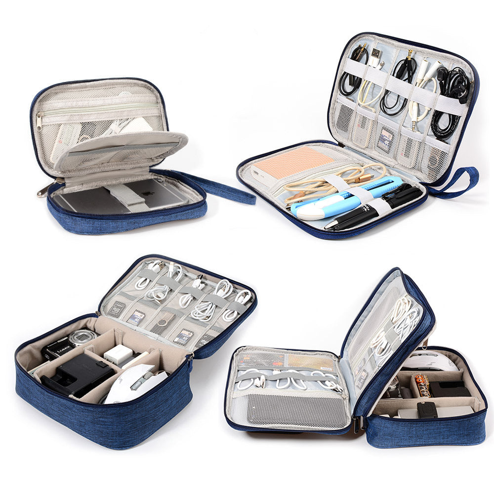portable cable organizer pouch for chargers  adapters detail for desk setup