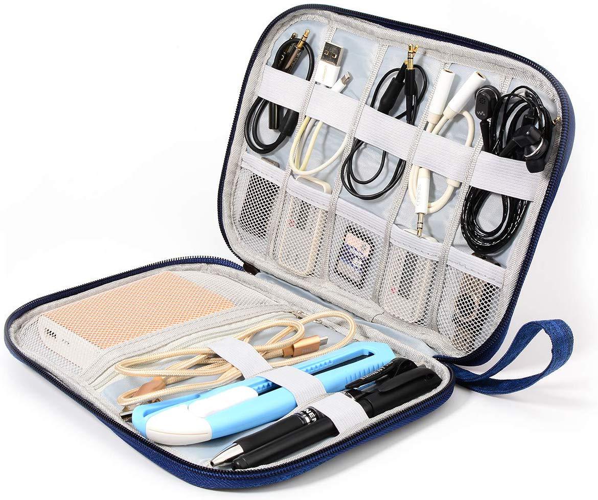 portable cable organizer pouch for chargers  adapters for dorm room or study desk